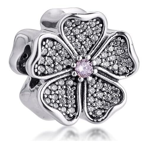 Charms 925 Silver Original Fit Pandora Bracelets Sterling Silver Dazzling Flower Charm Beads for Women diy Jewelry Making