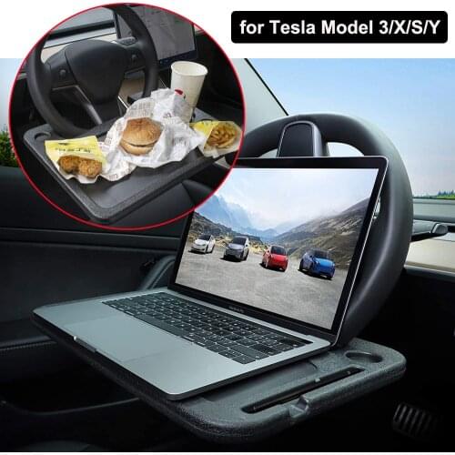 Car Table Laptop Desk for Tesla Model 3/X/S/Y Multi functional Steering Wheel Travel Table Eating Notebook Holder Accessories