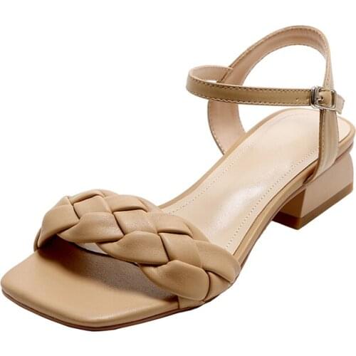 EGTPINAOP Summer Shoes Ladies 2021 Sandals Low Heel Classic Genuine Cow Leather Woman Big Size Pump Shoes For Women Office