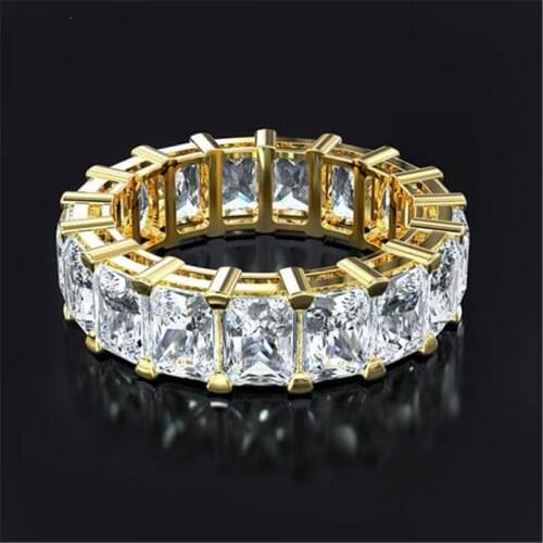 2020 New Hip Hop Jewelry Diamond Zircon Stone 925 Sterling Silver Yellow Gold Rings for Women Fashion Wedding Engagement Ring