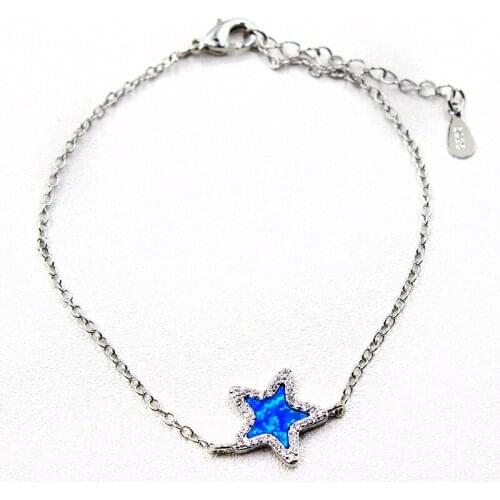 Star Shape Crystal Blue Fire Opal Stone Charm Hand Chain Women Female Fashion Hand Jewelry Bracelets Gift
