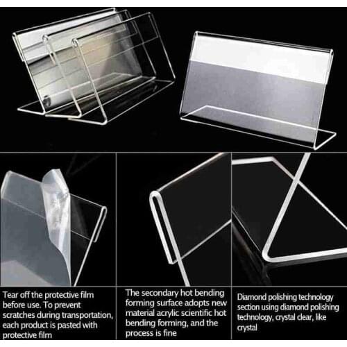 1Pcs Acrylic Display Stand Plastic Desk Sign Label Label Holders Paper Price Holder Stand Acrylic Frame Tag Display Frame C M2K2