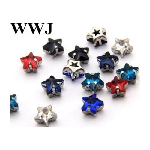10mm 40pcs Five-pointed star Thickened bottom support glass sew on rhinestones with claw Diy Clothing accessories