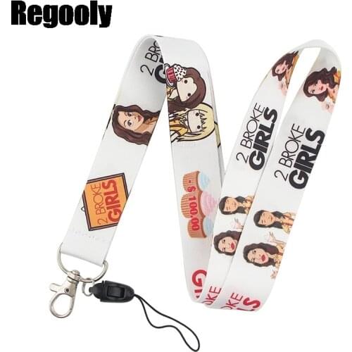 2 Broke Girls Lanyard Keys Phone Holder Funny Neck Strap With Keyring ID Card DIY Animal webbings ribbons Hang Rope