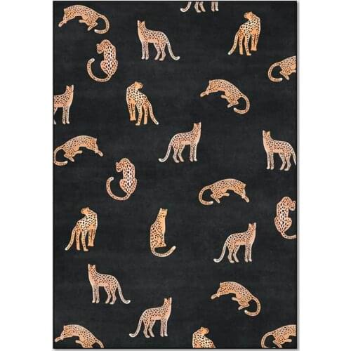 200*300CM Modern Minimalist Light Luxury Leopard Black Bottom Living Room Bedroom Bedside Carpet Floor Mat Customization