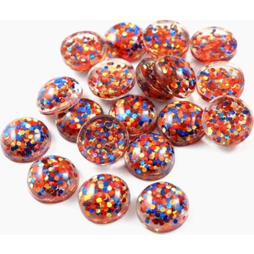 40pcs 12mm New Fashion blue and Orange and Gold Color Mix color Flat Back Resin Cabochons Cameo G3-32