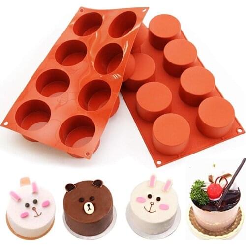 8 Holes Round Silicone Cake Mold 3d Handmade Cupcake Jelly Cookie mould Mini Muffin Soap Maker Eco-friendly Diy Baking Tools