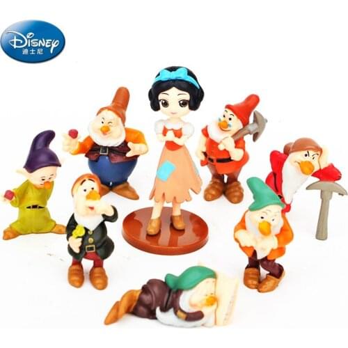 8pcs/set Disney Princess Series Snow White and 7 Dwarf Model Doll Children Gifts Action Figure Toys for Children Girl Toys