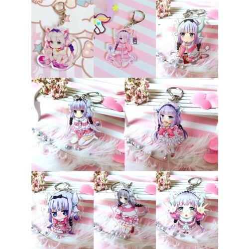 8pcs/lot Anime Kobayashi-san Chi no Maid Dragon Transparent double-sided acrylic key chain pendant pendant toy gift