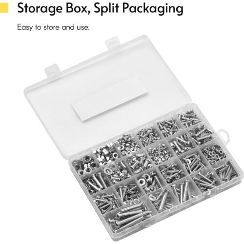 970PCS Hardware Fastener Screws Assortment Kit Self Tapping Screws Nuts Blots Washers for Wood Car DIY
