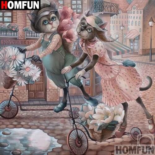 HOMFUN Full Square/Round Drill 5D DIY Diamond Painting "Cartoon cat" Embroidery Cross Stitch 5D Home Decor A01726