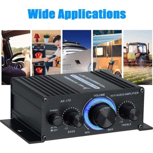 AK170 Hifi Car Amplifier Digital Audio Processor Home Stereo Subwoofer Amplifier Sound Speaker LED Display Auto Music Player 12V
