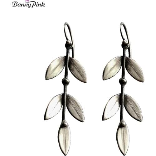 Banny Pink Vintage Petals Long Flower Drop Earring For Women Ethnic Chic Layer Metal Pendant Ear