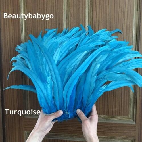 100pcs Turquoise Blue rooster feather hot sale for clothes DIY decoration 20-45cm 8-18inch long