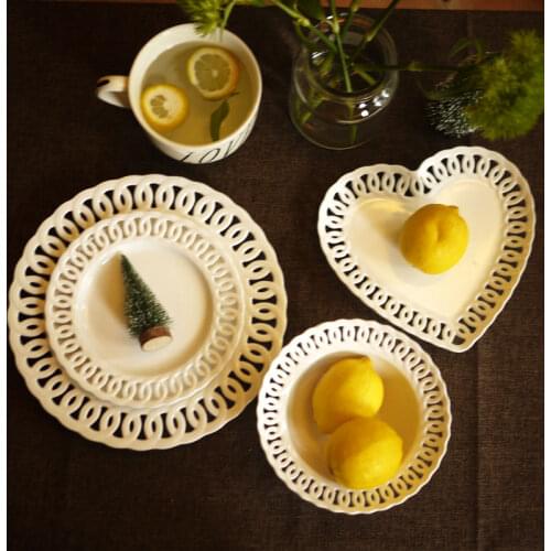 Dinnerware Sets Ceramic Plate Food Dishes Lace Edge Ceramic Dishes