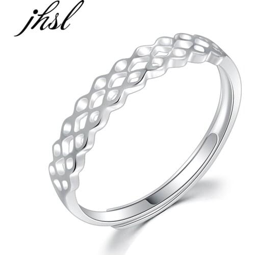 JHSL Brand Real S925 Sterling Silver Rings for Women Girls Student Ladies Female Fine jewelry Size Adjustable