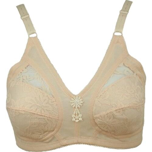 34 36 38 40 42 A B C cup bra Womens underwear thin plus size bra none wireless bra send mother elderly gift cotton lace bra D05