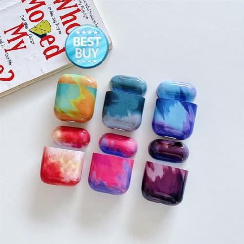 Watercolor pattern Cases For Original Apple Airpods 1 2 Earphone Case Cute Cover For Airpods 2 Air Pods 1 Shell Sleeve Coque