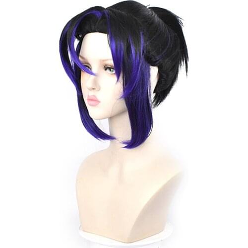 Demon Slayer Kochou Shinobu Cosplay Wig Gradient Purple Kimetsu no Yaiba Synthetic Hair for Adult Halloween Free Butterfly