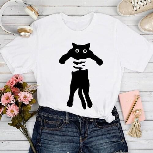 T-shirts Women Cat Animal Lovely Fashion Animal Casual Spring Summer Tshirt Top Lady Stylish 2021 Print Clothes Tee T-Shirt