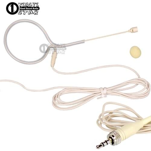 Skin Color Single Earhook Headset Microphone 3.5mm Screw Lock Stereo Plug Condenser Mic For Wireless System BodyPack Transmitter