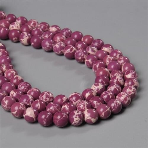 Smooth Purple Imperial Jaspers Round Loose Spacer Beads Charm 15" Strand 6 8 10 MM Pick Size For Jewelry Making Accessories Diy