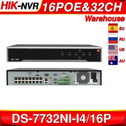 Hikvision POE DS-7732NI-I4/16P 16CH H.265 12mp POE NVR for IP Camera Support Two Way Audio HIK-CONNECT
