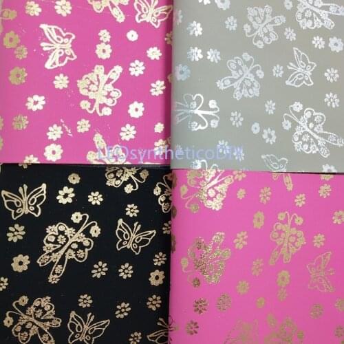 1PC 21X29CM Synthetic Letaher, Cuero Sintetico Printed Gold Butterfly Leather For Making Bows Accessories LEOsyntheticoDIY T137A