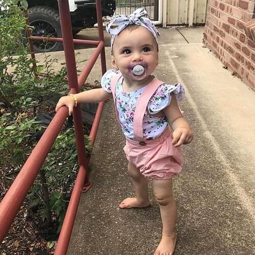 Summer 3PCS Clothing Baby Girls Sleeveless Floral Romper Bib Shorts Suspender Overalls Casual Outfit Newborn Infant Clothes Set