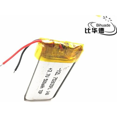 Free shipping 10pcs/lot Polymer 500 mah 3.7 V 702035 752035 smart home Li-ion battery for dvr GPS mp3 mp4