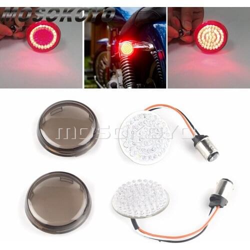 Motorcycle Red 1157 LED Turn Signal Light + Somke Lenses For Harley Sportster 883 Dyna Road King Street Electra Glide FLHT FLHX