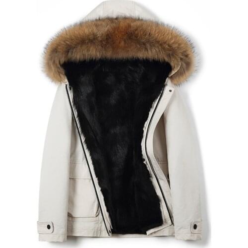 Streetwear Real Fur Coat Men Winter Raccoon Fur Hooded Wolf Fur Liner Jacket Man 2020 Korean Thick Warm Parkas Hiver 9187