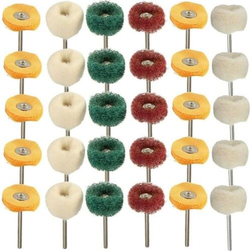 30pcs 1/8" Shank Steel Wire Brushes Dremel Rotary Metal Wheel Polishing Set fits Tool Accessories