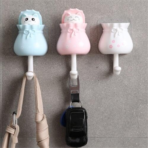 New Creative Cartoon Cat Wall Hanger Cup Sucker Hook Wall Hooks