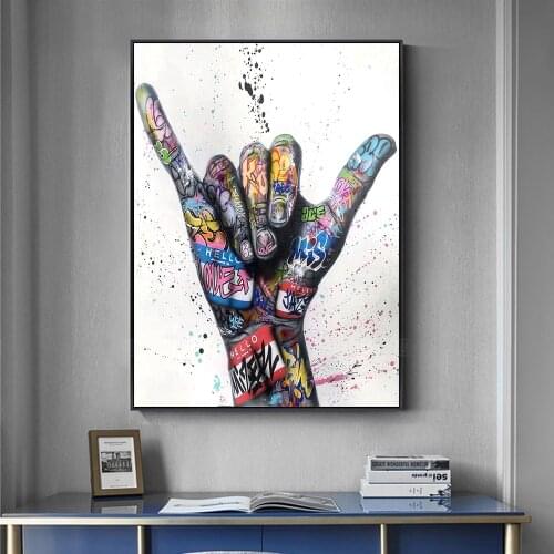 Victory Gesture Graffiti Art Canvas Paintings On the Wall Art Posters And Prints Hands Street Art Canvas Pictures Home Decor