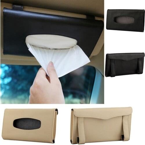 Portable And Convenient Car Sun Visor Tissue Case Leather Removable Tissue Case Tissue Napkin Accessories
