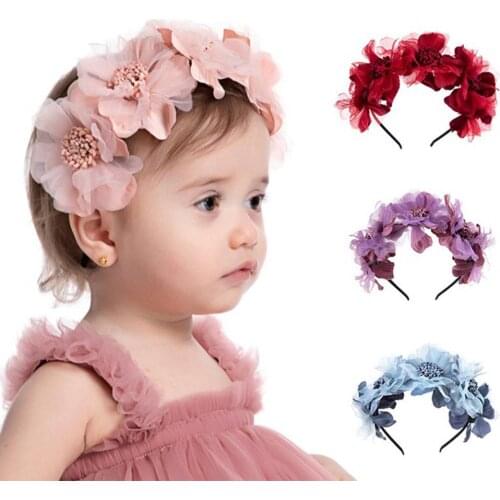 Infant Headband Floral Decoration All-match Elastic Baby Girls Flower Hair Hoop for Party Baby Hair Accessories