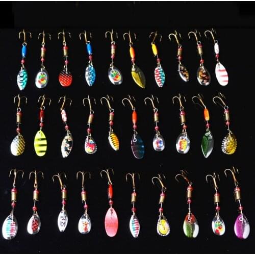 30pcs Hard Baits Spinner Fishing Lures Metal Wobblers CrankBaits Fly Fishing Shone Spoon Pesca Treble Hooks Spinnerbait Tackle