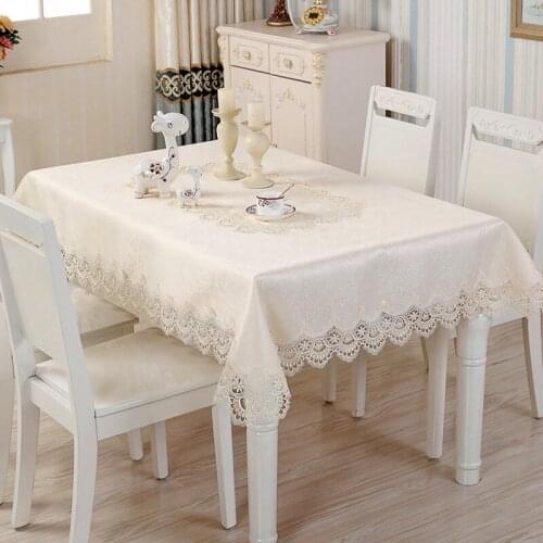 European-Style Luxury Lace Oil-Proof Table Cloth Table Runner Tablecloth Set Tribute Silk Jacquard Fabric Lace Tablecloth