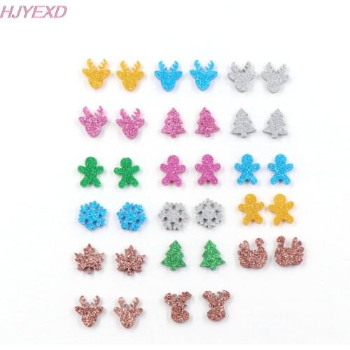 20pcs /lot) 12mm Giltter Acrylic Tree Stud Earring (no Stud) Gingerbread Man Leaf Deer Christmas For Stud Earring