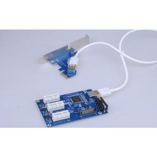 SP aad in card PCIe 1 to 3 PCI express 1X slots Riser Card Mini ITX to external 3 PCI-e slot adapter PCIe Port Multiplier Card