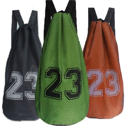 Outdoor Basketball Sports Bag Large Capacity Mesh Drawstring Bag Soccer Training Backpack Shoulder Bag Basketball Bucket Bag
