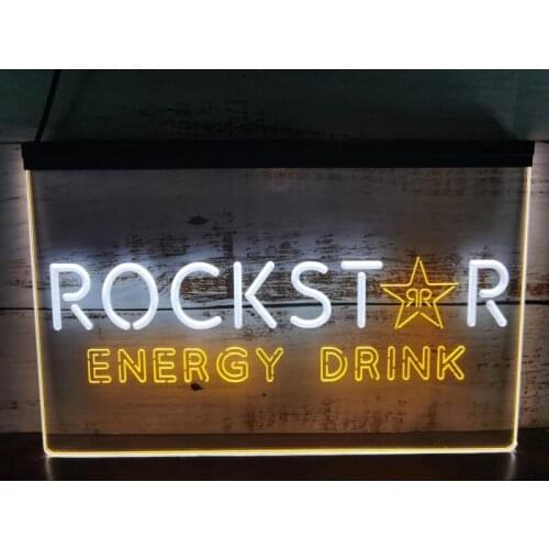 SS216 Rockstar Energy RR Star Logo Dual Color LED Neon Sign