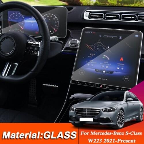 Car Styling Dashboard Display GPS Navigation Screen Glass Protective Film Sticker For Mercedes-Benz S-Class 2021-Present