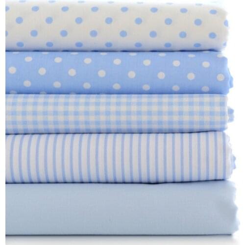 50x160cm Cotton patchwork plaid fabric for sewing material dress twill linen blue baby polka dot grid stripe cloth 160g/m