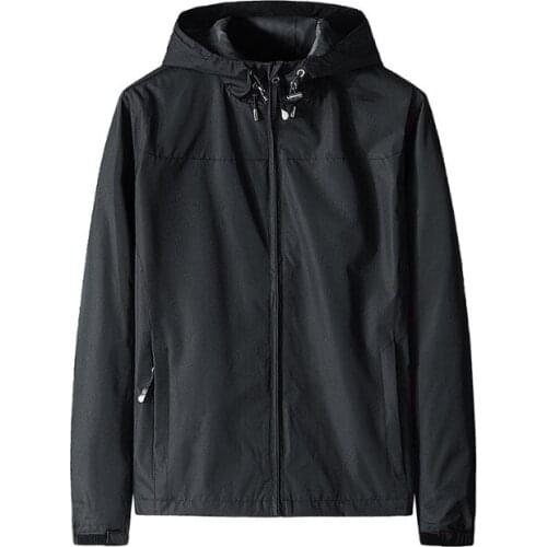 Spring Autumn Zipper Jacket Men Waterproof Windbreaker Black Navy Hoody Bomber Jackets Loose Outwear Men Clothing 4XL 5XL