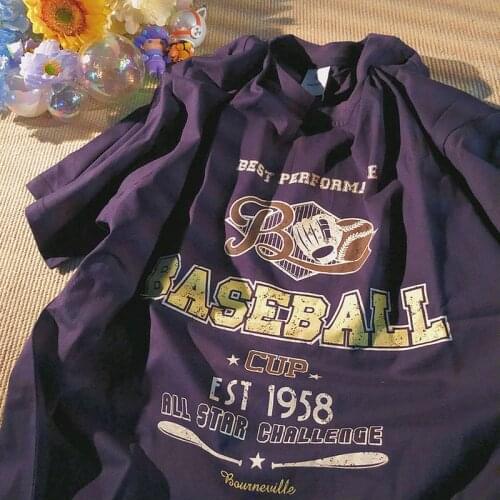 High Quality Baseball Graphic Vintage Letter T Shirts Women Harajuku Oversized Tshirts 2021New Basic Summer Teens Tops Plus Size