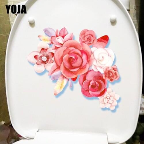 YOJA 22.8X20.2CM Flower Combination Creative Toilet Sticker Home Room Decoration Cartoon Wall Decal T1-1826