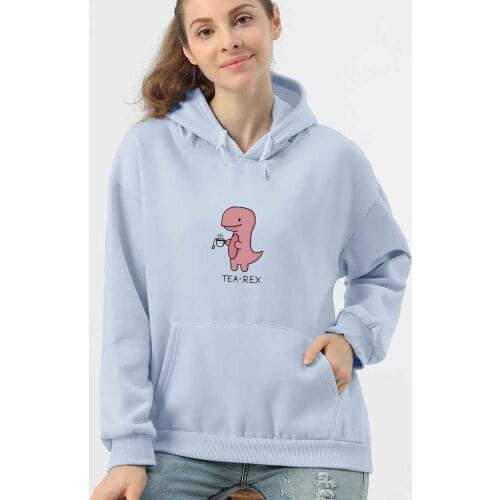 Womens Hoodie Japanese Streetwear Kawaii Sweatshirt Oversized Cartoon Dinosaur Letter Graphic Sweatshirt Cotton Pullover