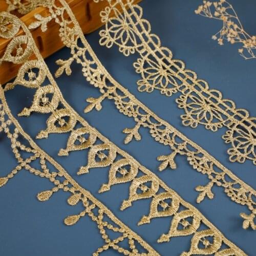 Zsbszc 2 yards Width 3-3.5CM sewn gold lace trim braid lace DIY garment accessories macrame embroidery lace JDB27 JDB28 JDB42